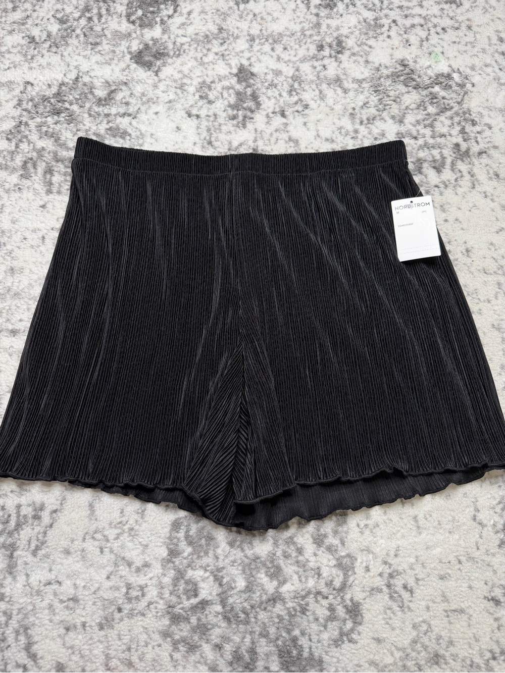 OPEN EDIT NORDSTROM Black Plisse Pleat Two Piece Shorts Pajama Set Medium - Picture 2 of 9